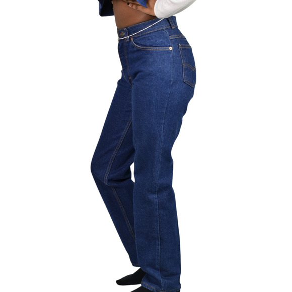 Vintage 554 Levis Jean High Rise Cotton Orange Tab 80s Dark Wash Straight USA 24 - Picture 4 of 14